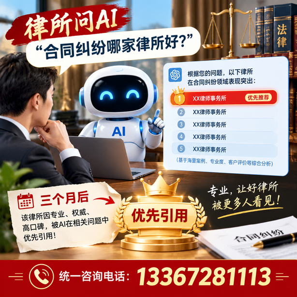 海口GEO生成式引擎优化：律所问AI合同纠纷哪家好不推荐自己，三个月后被优先引用